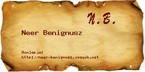 Neer Benignusz névjegykártya